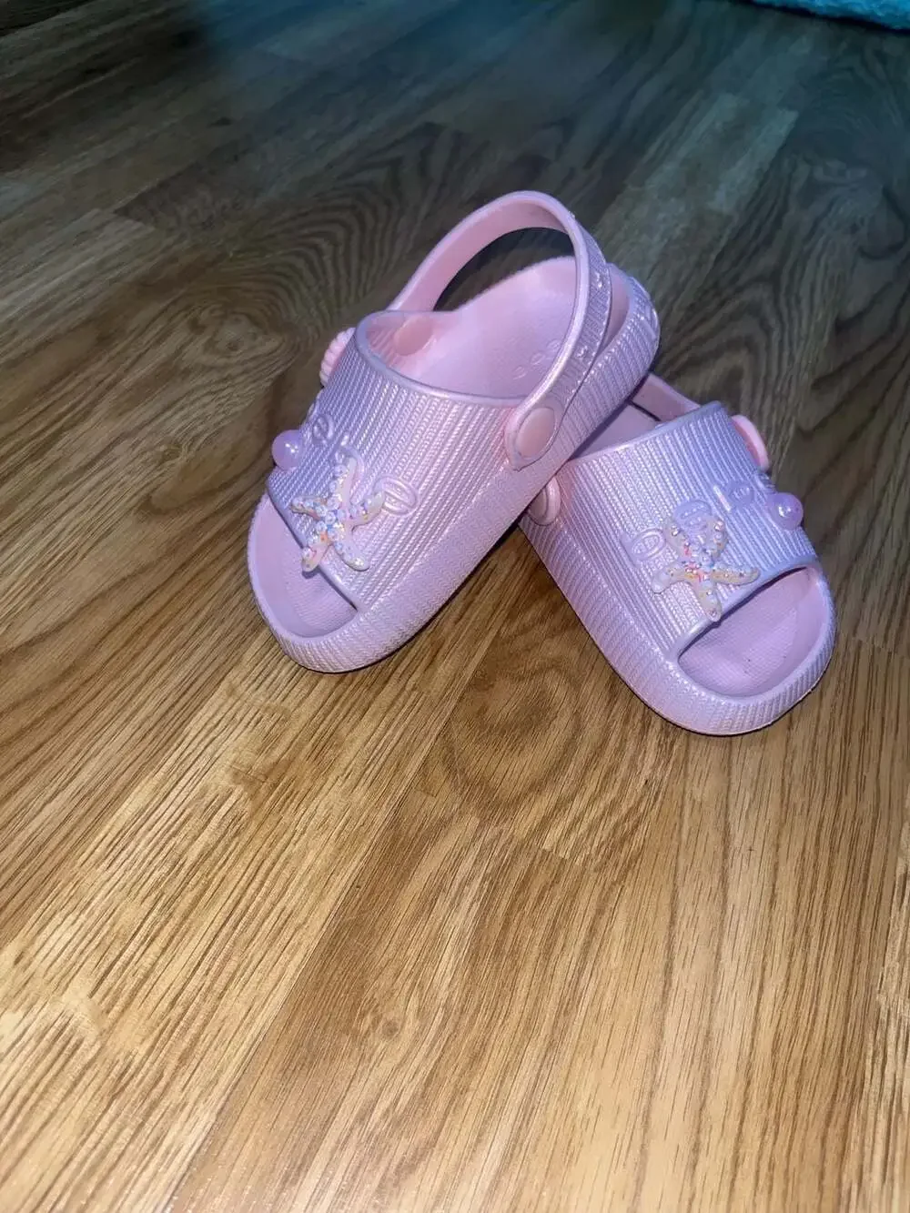 bebe Toddler Girl's EVA Slide Sandals with Sea Life Charms